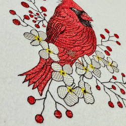 Floral Red Cardinal Bird