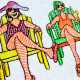 Girl Friends On Beach