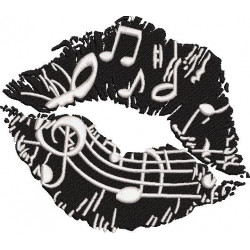 Music Symbols Lips Embroidery Design