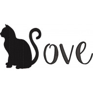 Cat Love Word Art Embroidery Design