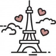 Love Tower With Clouds Embroidery Design