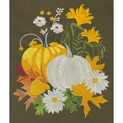 Pumpkins And Flowers