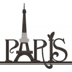 Paris Word Art Embroidery Design 