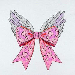 Pink Bow With Wings