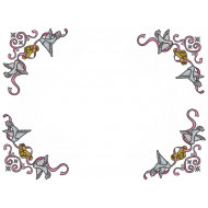 Birds With Rings Corner Border
