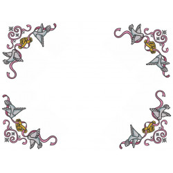 Birds With Rings Corner Border