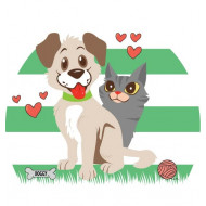 Puppy With Kitten Vector Only
