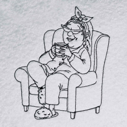 Lady With Coffee Line Art