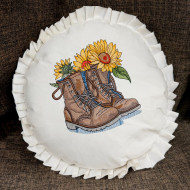 Dirty Combat Boot With Sunflowers