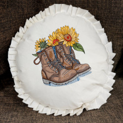 Dirty Combat Boot With Sunflowers