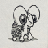Cute Tortoise Embroidery Design