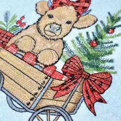 Christmas Baby Highland Cow Cart