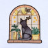 Cat On Shelf Stained Glass