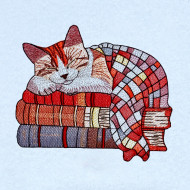 Cat Sleeping On Books