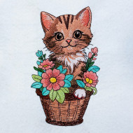 Floral Kitten In Basket