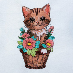 Floral Kitten In Basket
