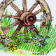 Bird On Wagon Wheel
