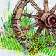 Bird On Wagon Wheel
