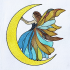 Stained Glass Fairy On Moon