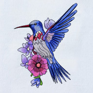 Hummingbird On Flowers 