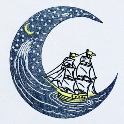 Starry Night Moon With Ship - Free in July Value Pack