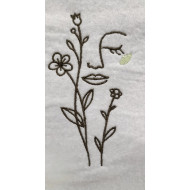 Woman And Flowers Line Art 