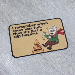 Funny Caution Sign Mug Rug