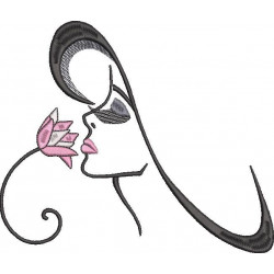 Woman With Flower Embroidery Design