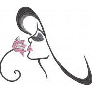 Woman With Flower Embroidery Design