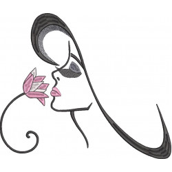 Woman With Flower Embroidery Design