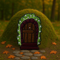 Floral Fairy Door ITH Door Mug Rug