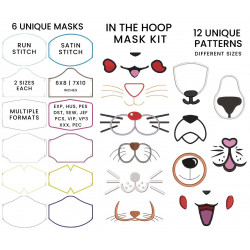 Mask Kit - 12 Cartoon Patterns + 6 Mask Frames