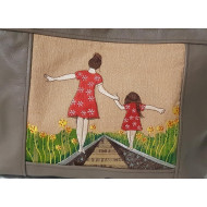 Mom and Daughter on Railway Track