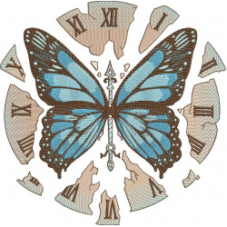 Broken Clock with Butterfly