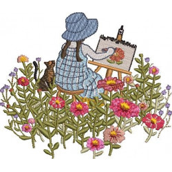 Girl Painting Embroidery