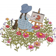 Girl Painting Embroidery