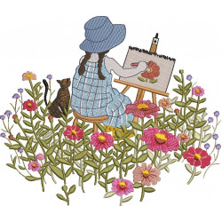 Girl Painting Embroidery