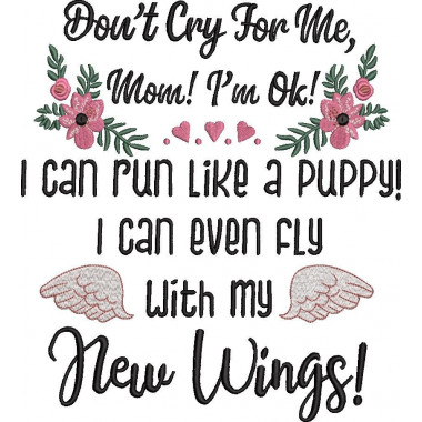 Wings Were Ready But Our Hearts Quote Embroidery designs