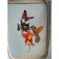 Hummingbird, Butterflies And Flowers