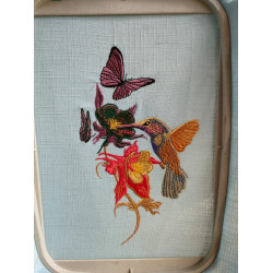Hummingbird, Butterflies And Flowers