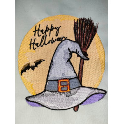 Happy Halloween Witch Hat And Broomstick