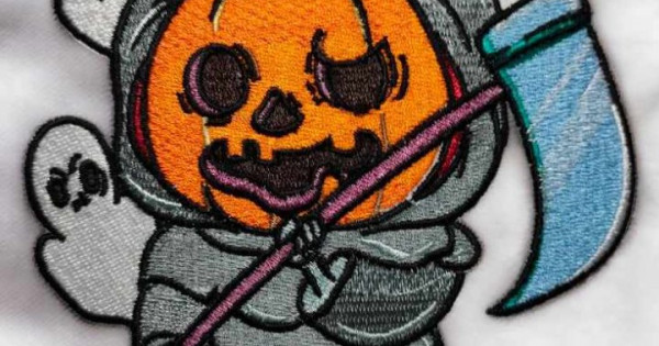 Jack O Lantern Grim Reaper Embroidery Design
