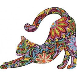 Floral Cat With Black Background