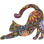 Floral Cat With Black Background