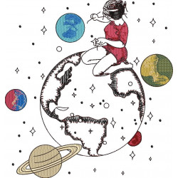Girl Painting Planets