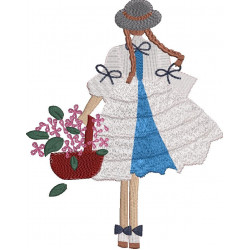 Girl Holding A Flower Basket