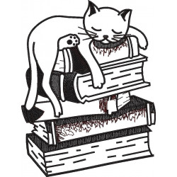 Cat Sleeping On Books