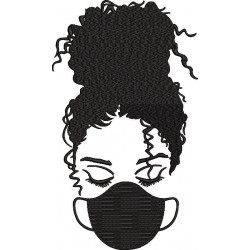 Curly Hair Girl With Mask