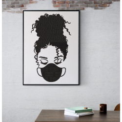 Curly Hair Girl With Mask