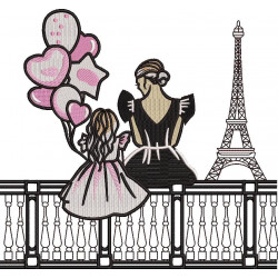 Cute Mom And Daughter In Paris